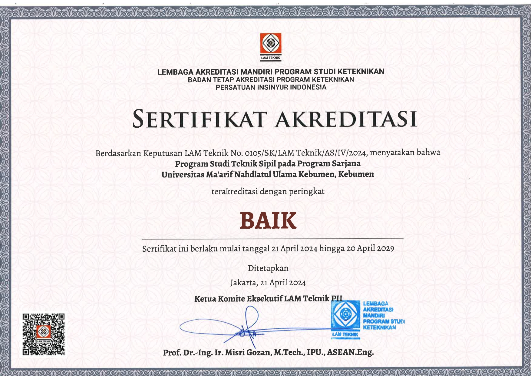 Program Studi Teknik Sipil Terakreditasi “Baik"
