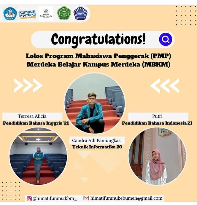 Tiga Mahasiswa UMNU Kebumen Lolos Program Mahasiswa Penggerak, Siap Jadi Penggerak Perubahan di Kampus